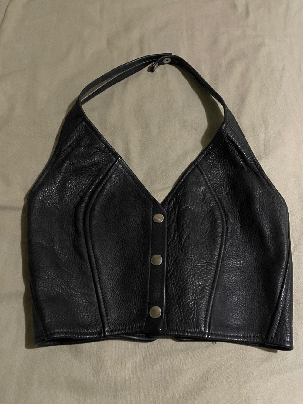 Vintage Black leather halter top